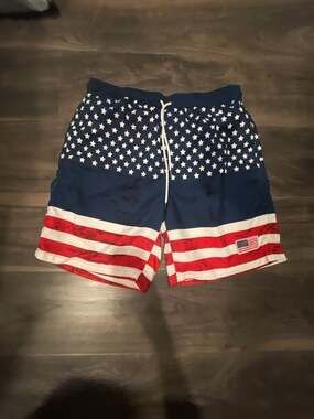 Spicy Tuna Men's USA American Flag Print Swim Trunks